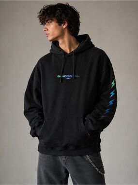 Shadow Hill USA Lightning Sleeve Graphic Pullover Hoodie Black XL Streetwear